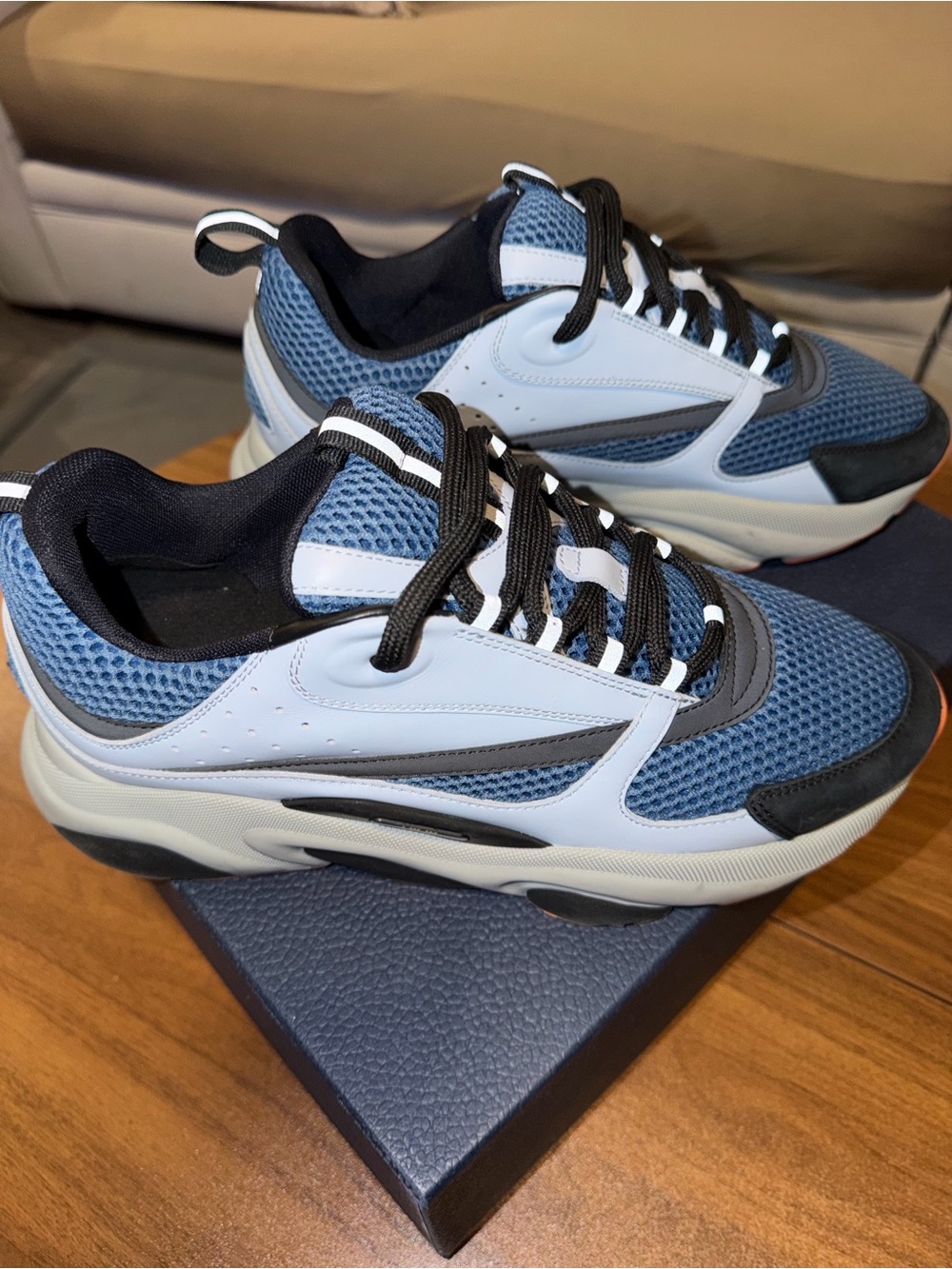 Dior Men's Blue and Black Mesh Sneakers